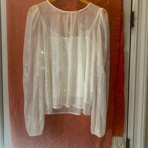Eva Franco for ANTHROPOLOGIE white sequin top